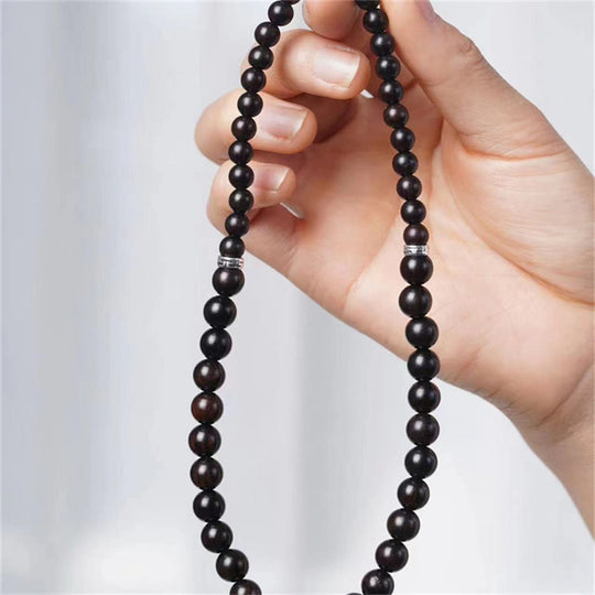 Ebony Wood Dzi Bead Double Bracelet