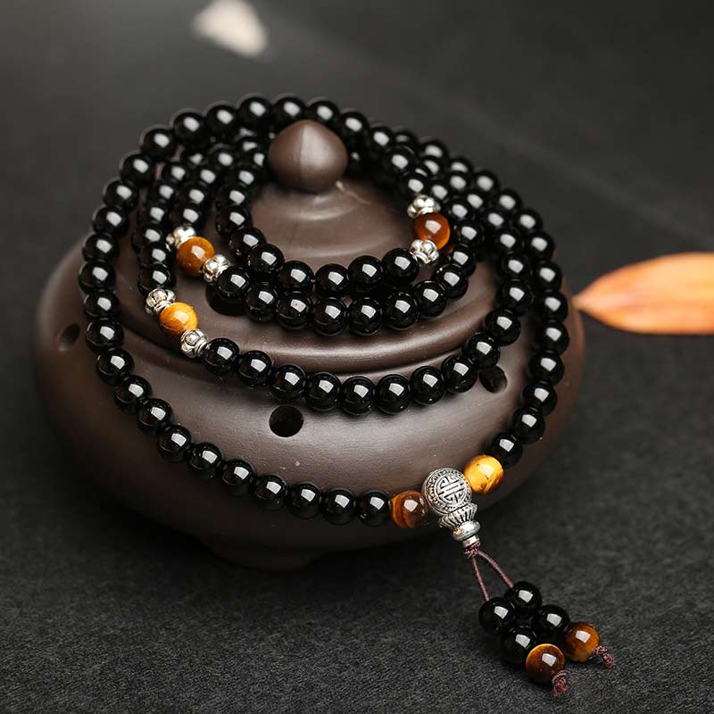 Black Obsidian Tiger Eye Blessing Bracelet