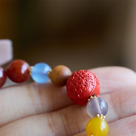 Natural Red Agate Peace Talisman Bracelet