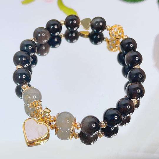 Natural Silver Sheen Obsidian Love Bracelet