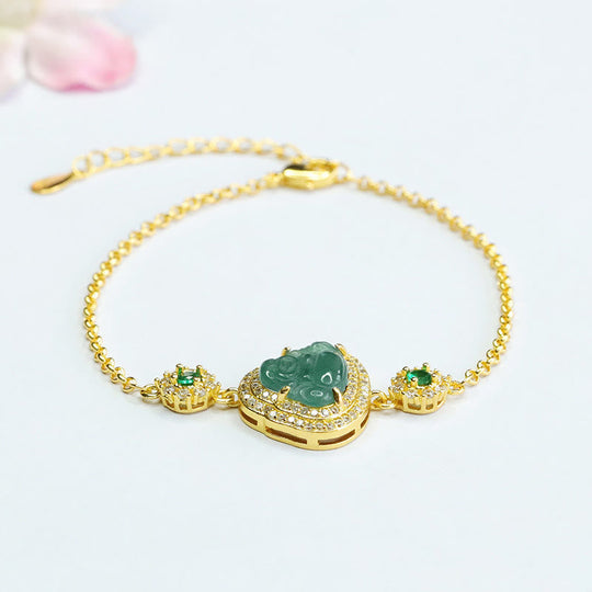 Green Jade Zircon Lucky Chain Bracelet