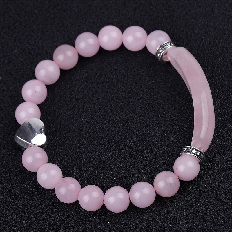 Unisex Heart Natural Crystal Beads Bracelet