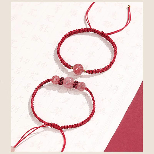 Natural Strawberry Quartz Crystal Love Bracelet