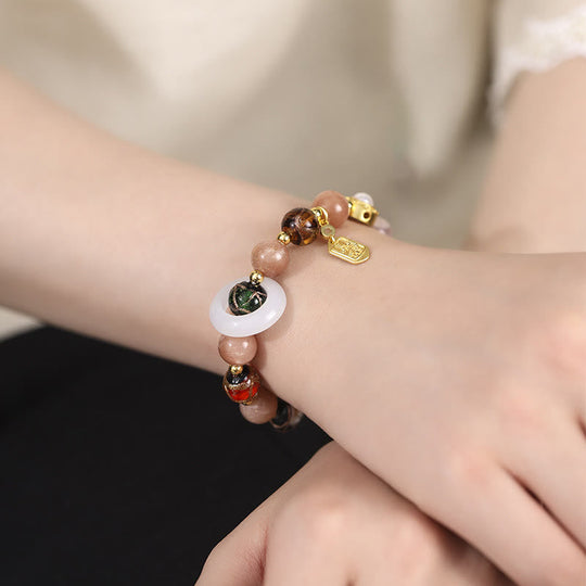 Incense Ash Liuli Glass, Tridacna Bracelet