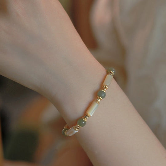 Gold-plated Bamboo Pattern Tridacna Bracelet