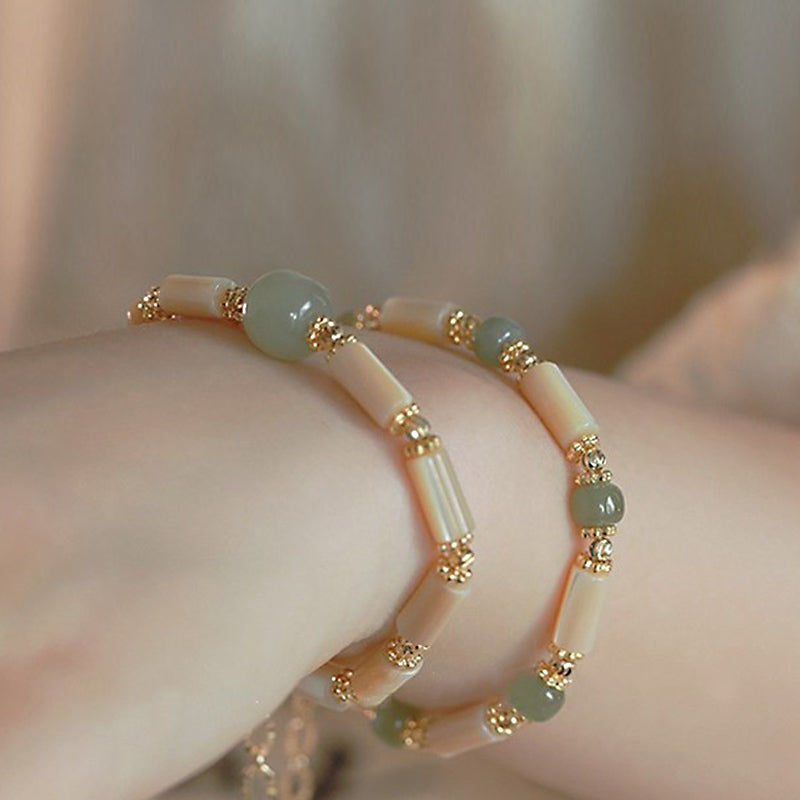Gold-plated Bamboo Pattern Tridacna Bracelet