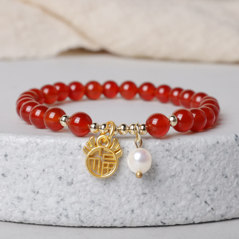 Year The Dragon Red Agate Bracelet