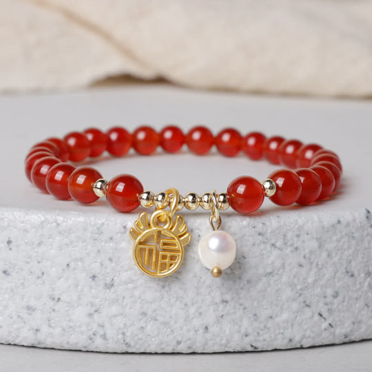 Year The Dragon Red Agate Bracelet