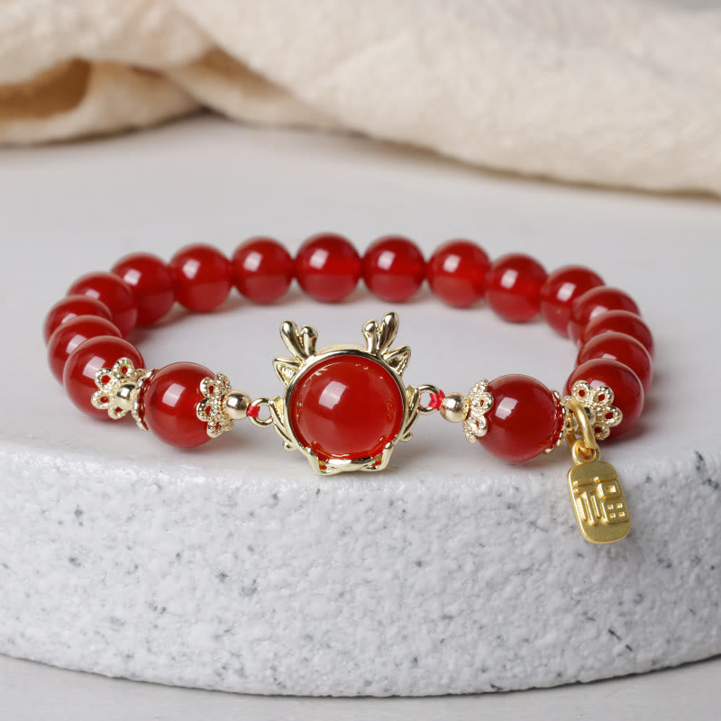 Year The Dragon Red Agate Bracelet