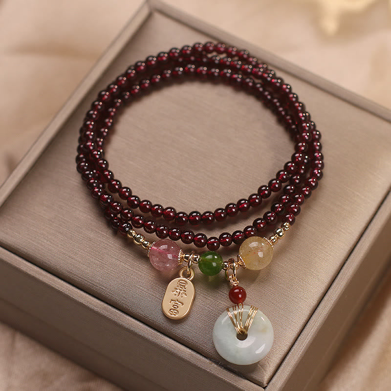 Triple Wrap Natural Garnet, Strawberry Bracelet