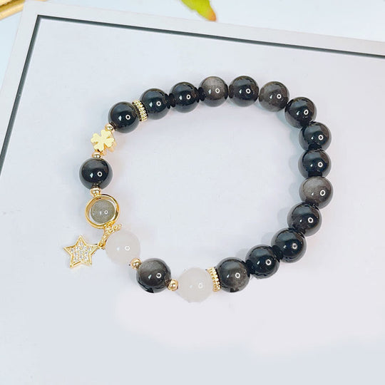 Natural Silver Sheen Obsidian Love Bracelet