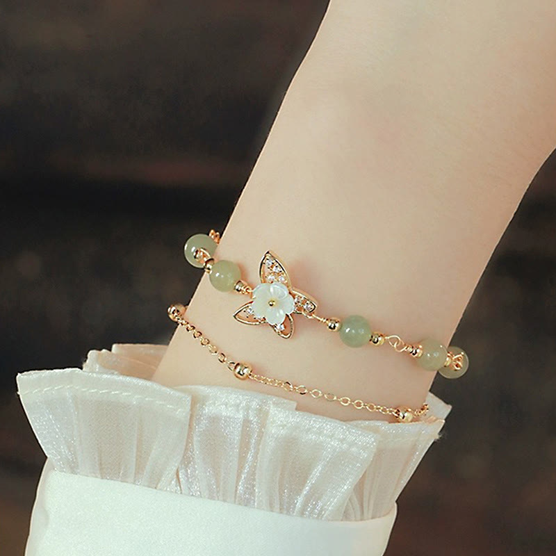Double Layer Luck 14k Gold Bracelet