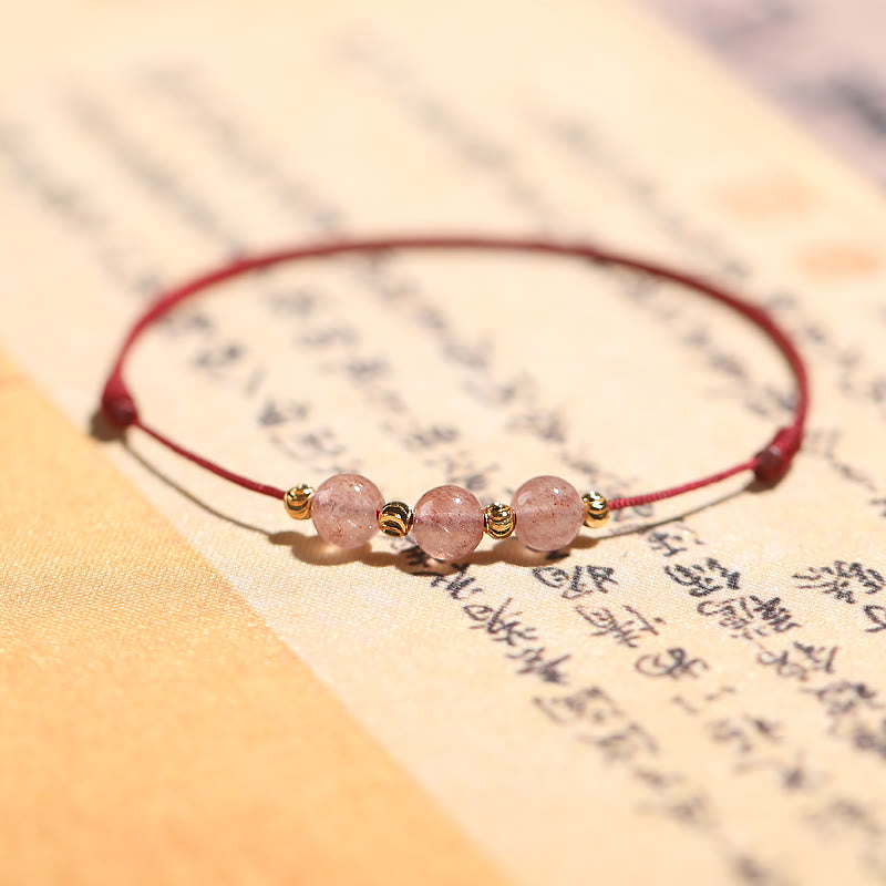 Natural Strawberry Quartz Crystal Love Bracelet