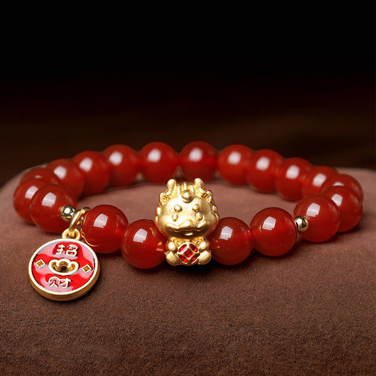 Natural Red Agate Dragon Year Bracelet