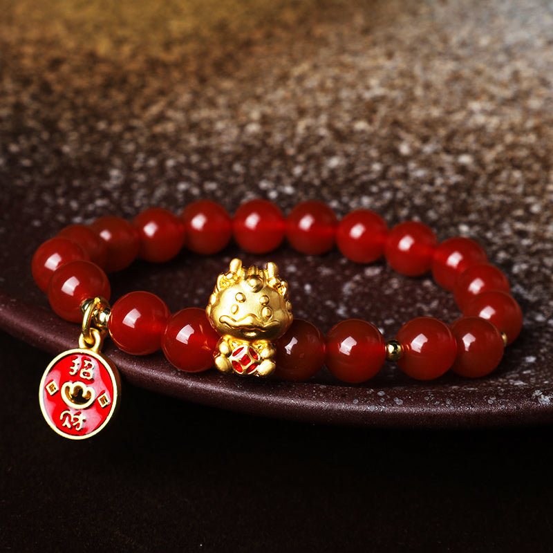 Natural Red Agate Dragon Year Bracelet