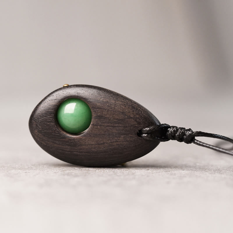 Ebony Wood & Green Aventurine Necklace