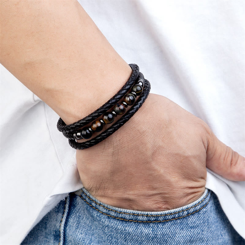 Positive Energy Leather Tiger Eye, Bracelet