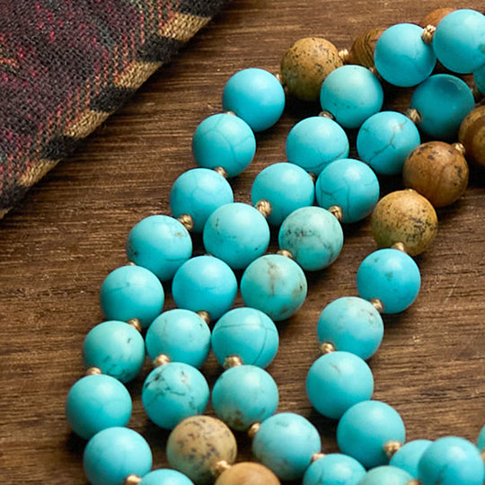 Turquoise Picture Jasper 108 Mala Bracelet