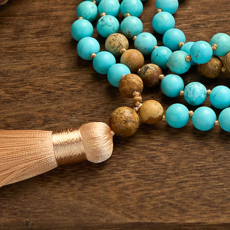 Turquoise Picture Jasper 108 Mala Bracelet