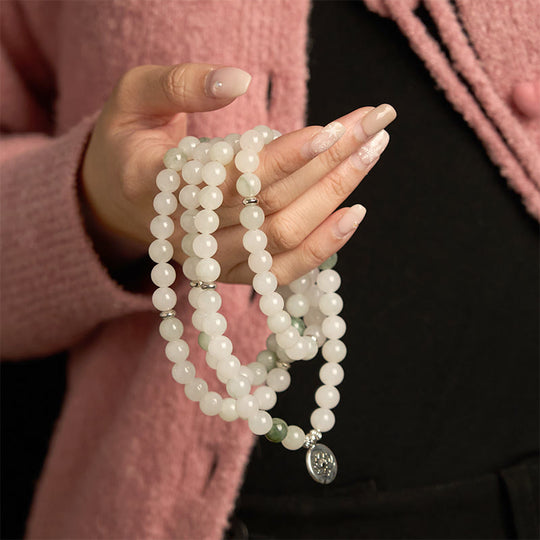 Natural Tianshan Jade 108 Mala Bracelet