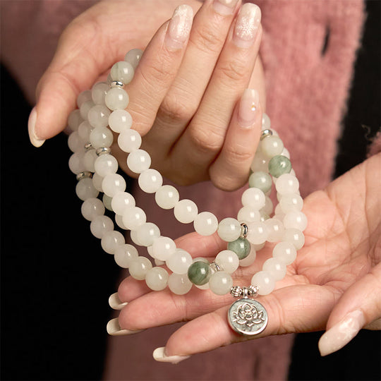 Natural Tianshan Jade 108 Mala Bracelet