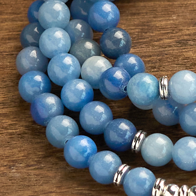 Multi-layer Blue Aventurine Lotus 108 Bracelet