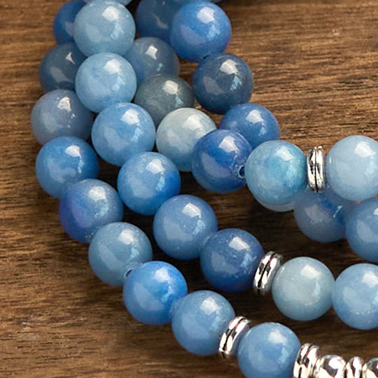 Multi-layer Blue Aventurine Lotus 108 Bracelet