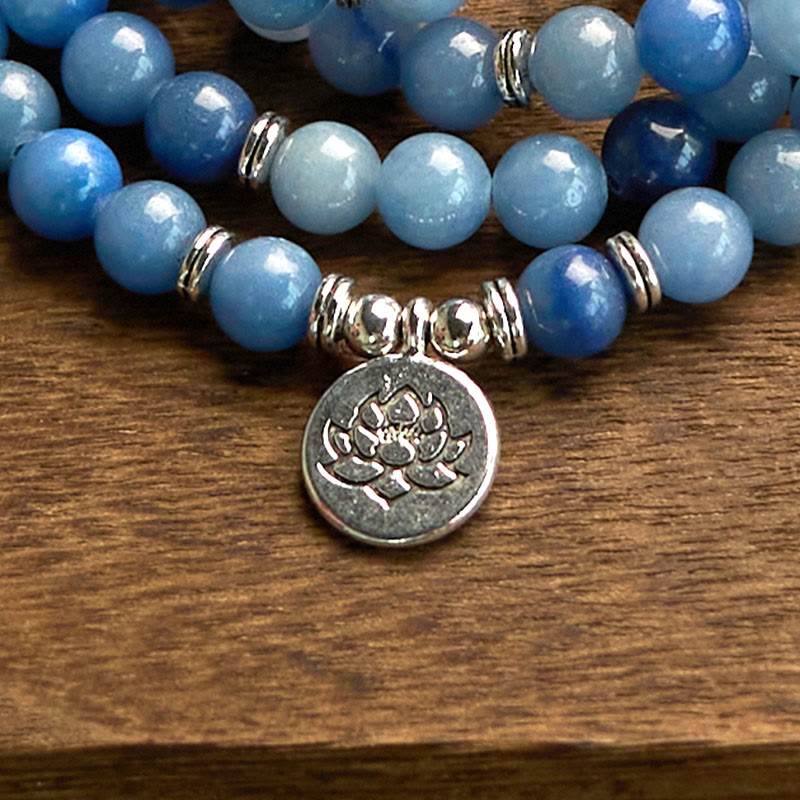 Multi-layer Blue Aventurine Lotus 108 Bracelet