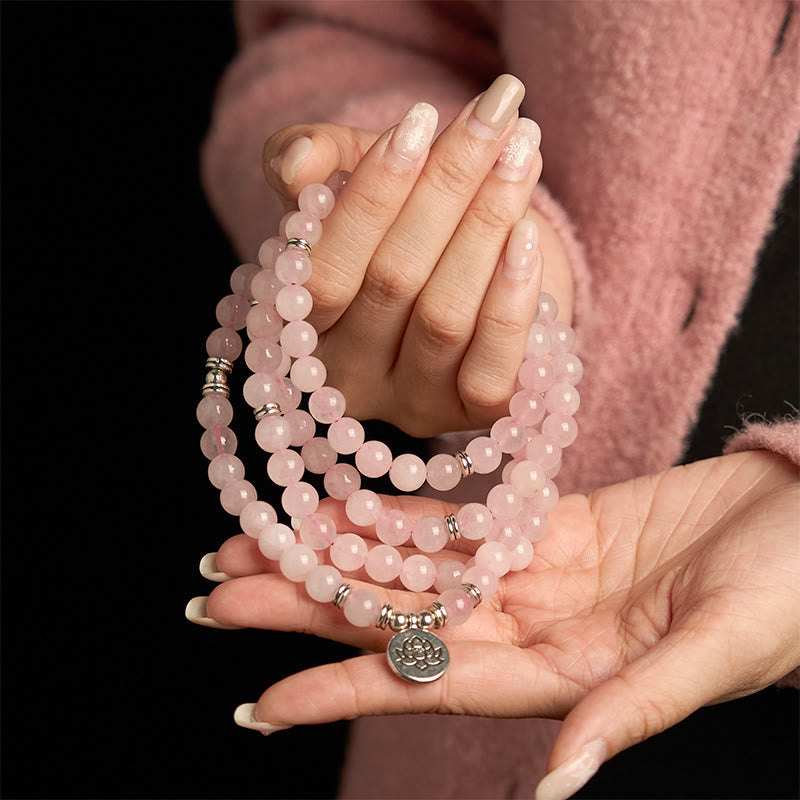 Natural Rose Quartz 108 Mala Bracelet