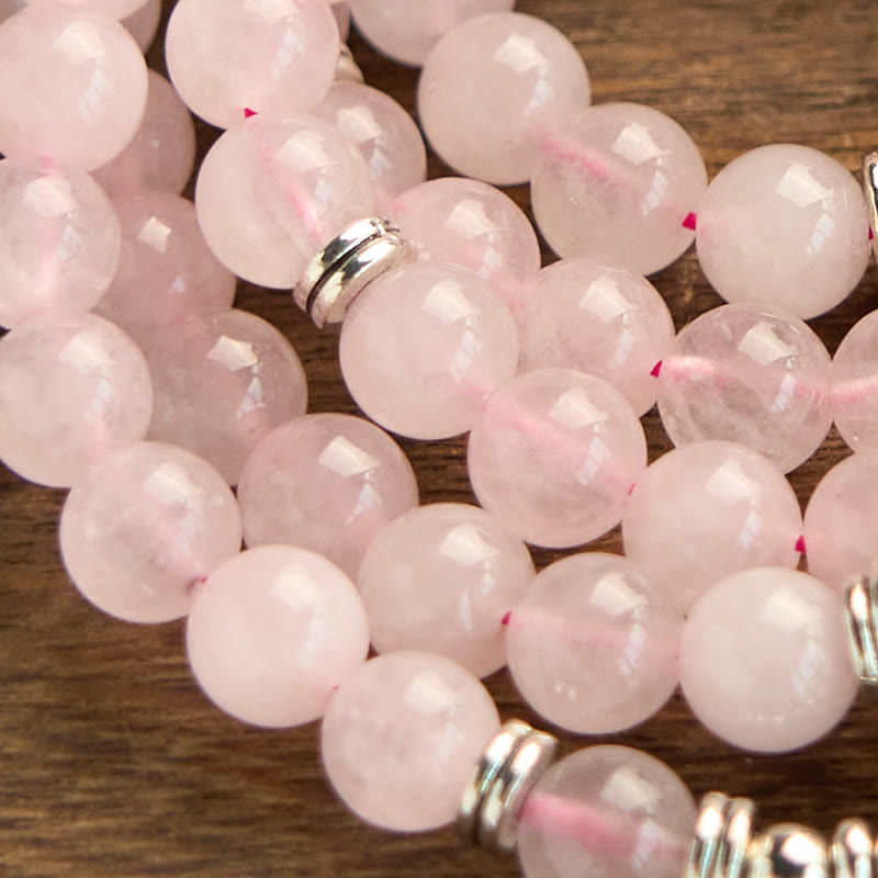 Natural Rose Quartz 108 Mala Bracelet