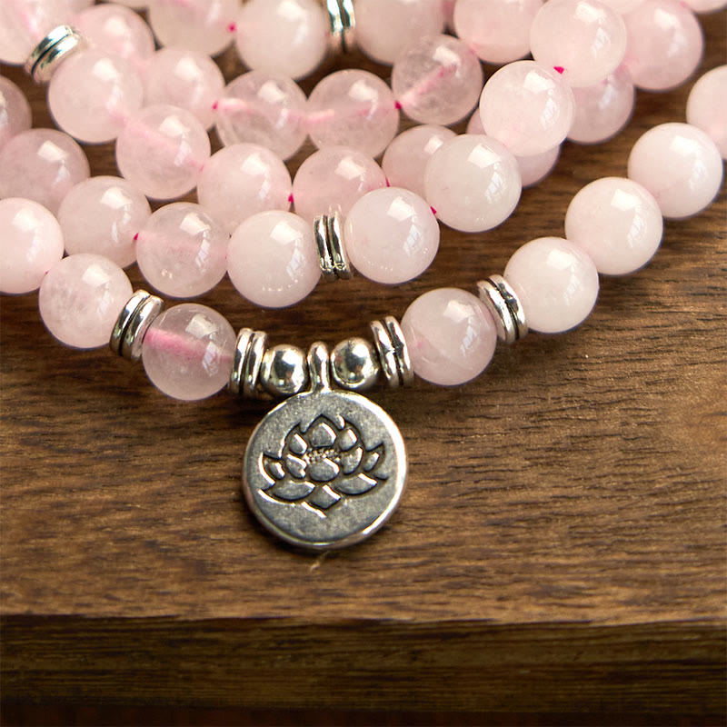 Natural Rose Quartz 108 Mala Bracelet