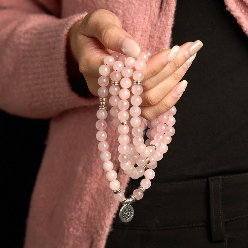 Natural Rose Quartz 108 Mala Bracelet