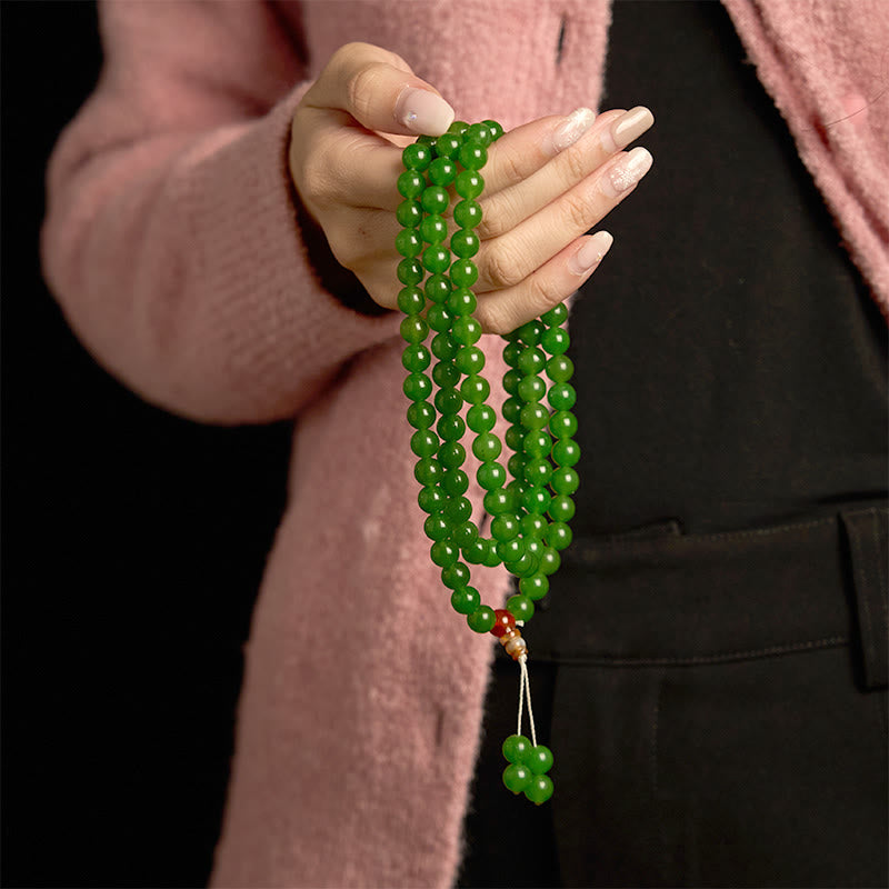Cyan Jade 108 Mala Beads Bracelet