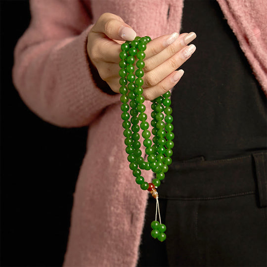 Cyan Jade 108 Mala Beads Bracelet