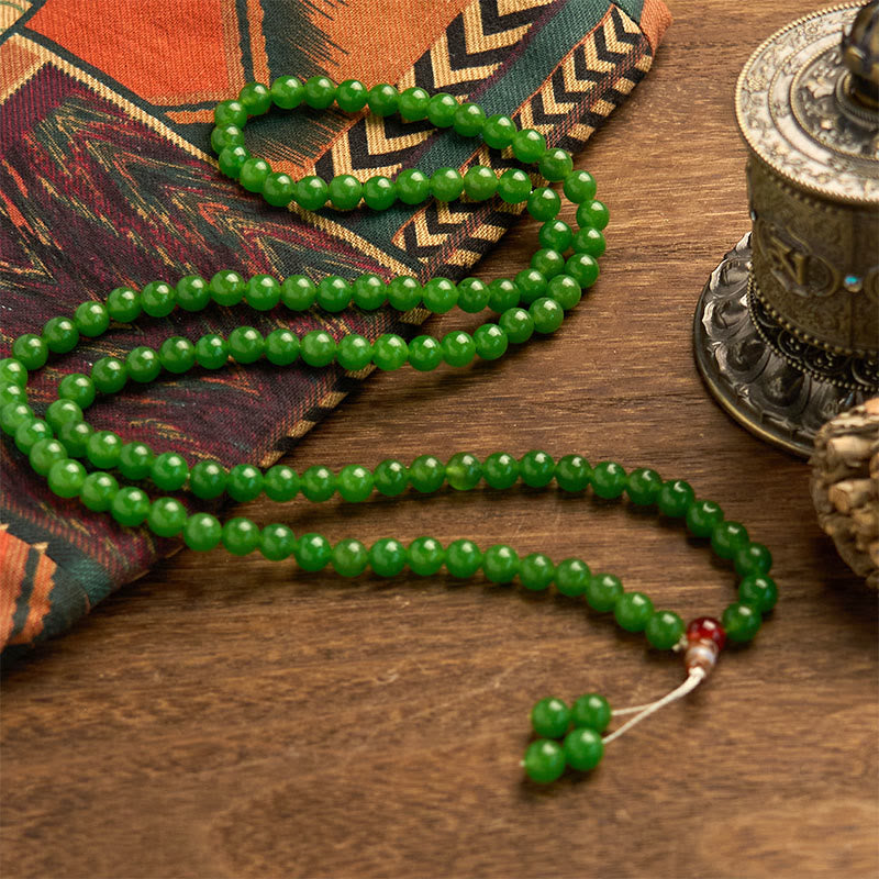 Cyan Jade 108 Mala Beads Bracelet