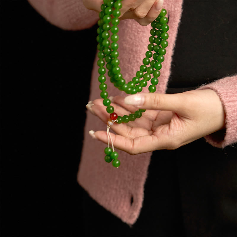 Cyan Jade 108 Mala Beads Bracelet