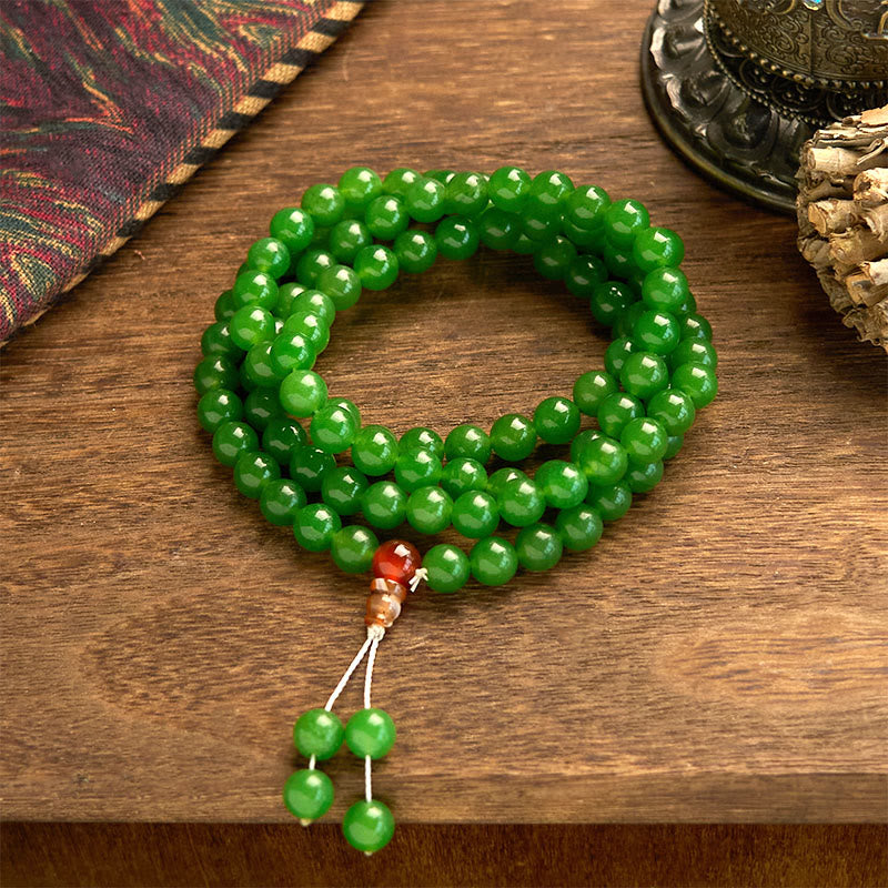 Cyan Jade 108 Mala Beads Bracelet