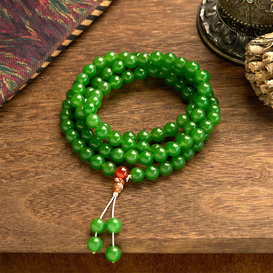 Cyan Jade 108 Mala Beads Bracelet