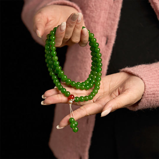 Cyan Jade 108 Mala Beads Bracelet