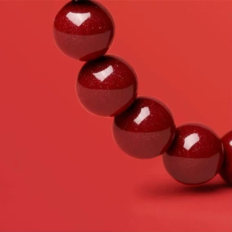 Cinnabar Bead Hetian Jade Year Bracelet
