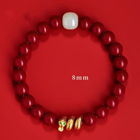 Cinnabar Bead Hetian Jade Year Bracelet