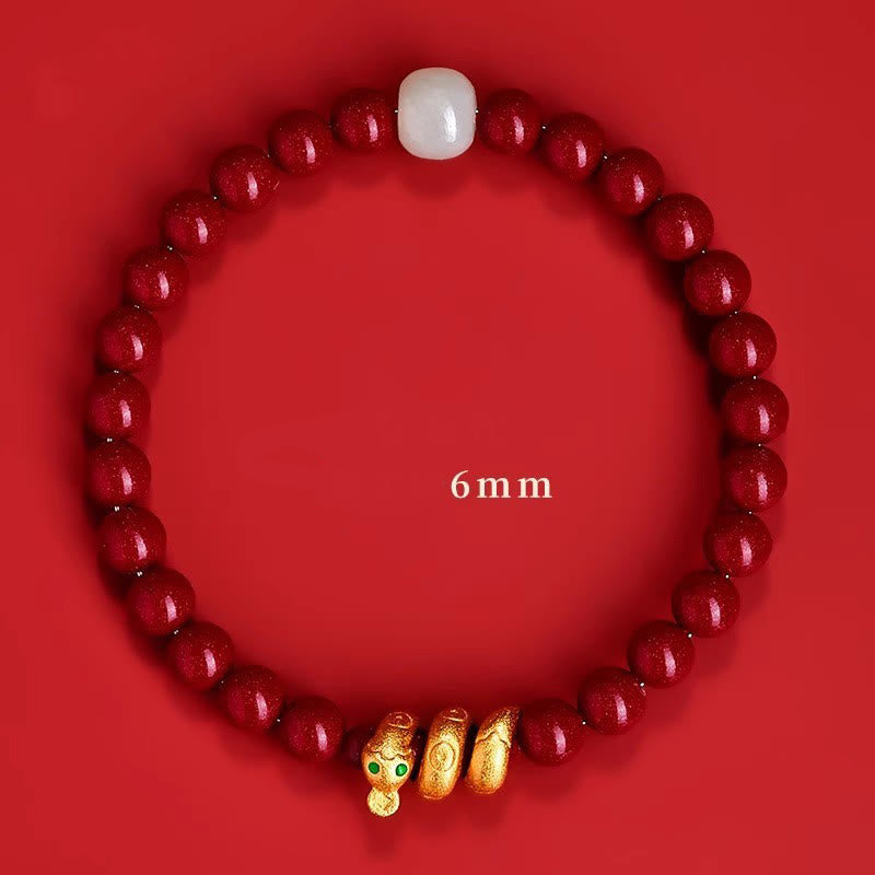 Cinnabar Bead Hetian Jade Year Bracelet