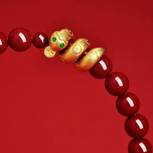 Cinnabar Bead Hetian Jade Year Bracelet