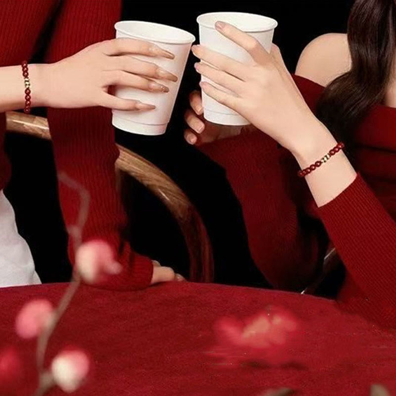 Cinnabar Bead Hetian Jade Year Bracelet