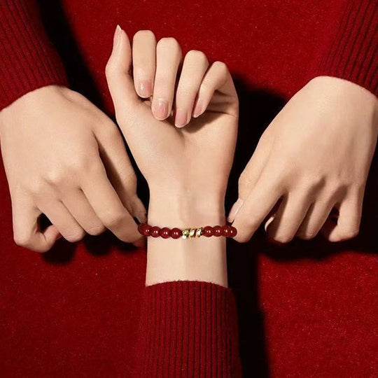 Cinnabar Bead Hetian Jade Year Bracelet