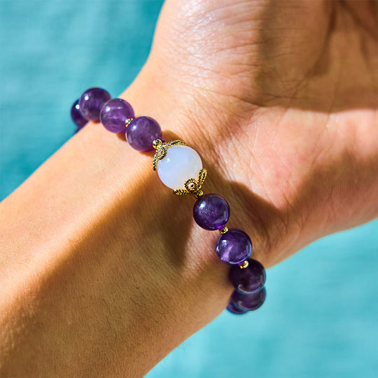 Natural Amethyst & Strawberry Quartz Bracelet