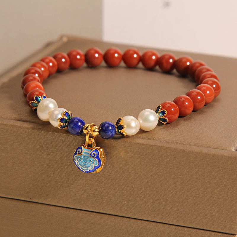 Natural South Red Agate Pearl Bracelet