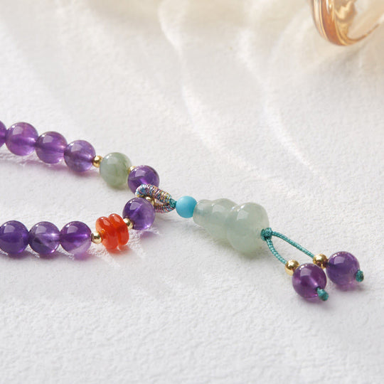 Multi-layer Natural Amethyst Beads, Coin, Bracelet