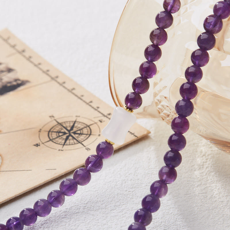 Multi-layer Natural Amethyst Beads, Coin, Bracelet