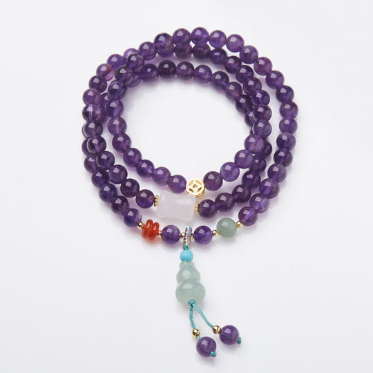 Multi-layer Natural Amethyst Beads, Coin, Bracelet